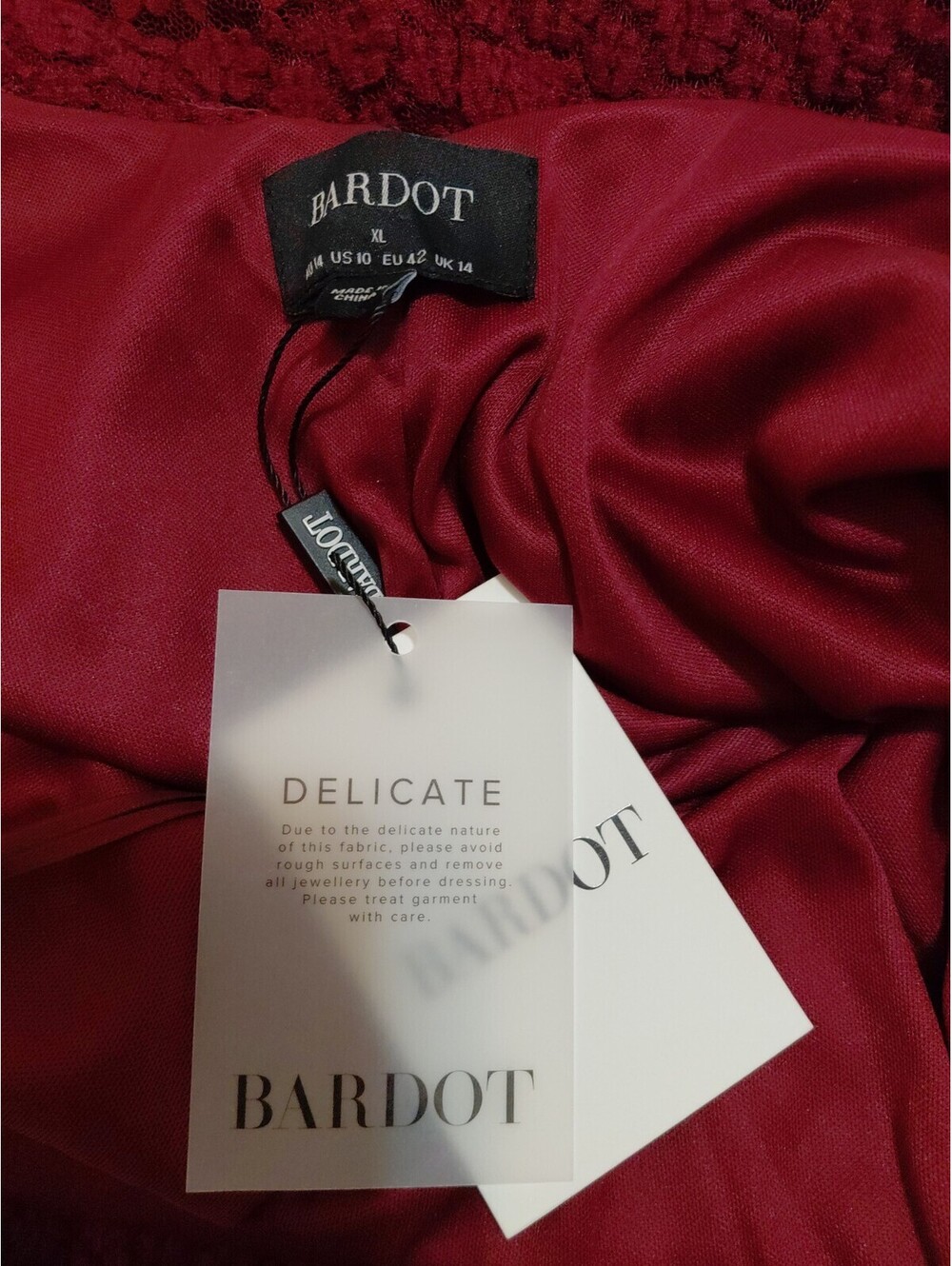 NWT Sexy BARDOT Louisa Mesh Midi Dress in Burgundy Size 10 #187 - Picture 3 of 12